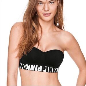 Victoria's Secret Black Strapless Bra with Logo Band